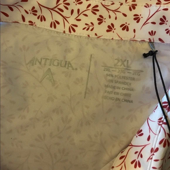 Antigua KC Chiefs White and Red Floral Polo Shirt 2XL - Picture 6 of 7